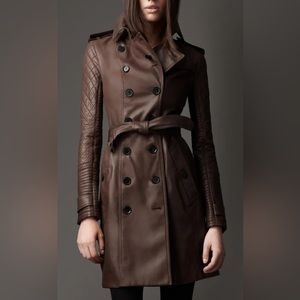 Burberry lamb leather quilted leather trench coat